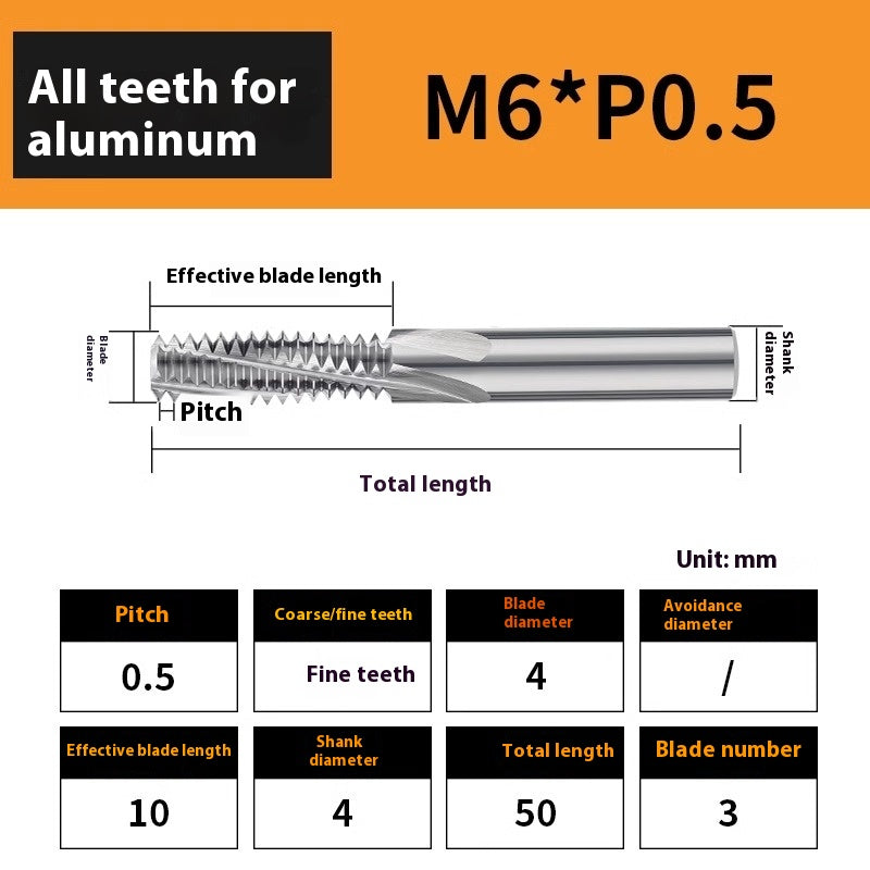 2136-65° aluminum with colorful thread milling cutter lengthened single tooth three-tooth full thread machining center tungsten carbide milling cutter M3M4M5 Shandong Denso Pricision Tools Co.,Ltd.